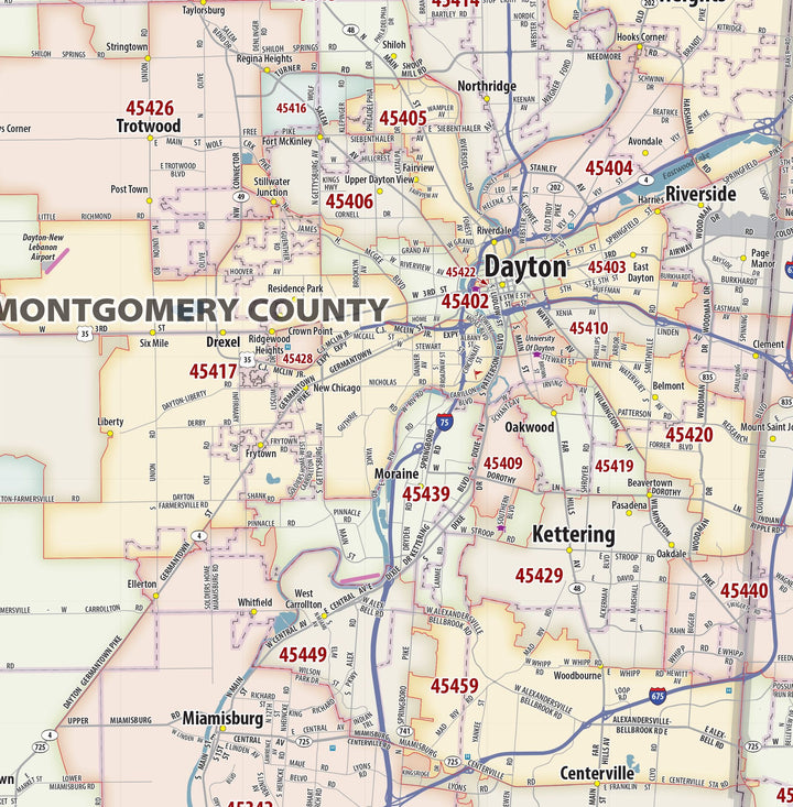 Dayton Area Zip Code Map
