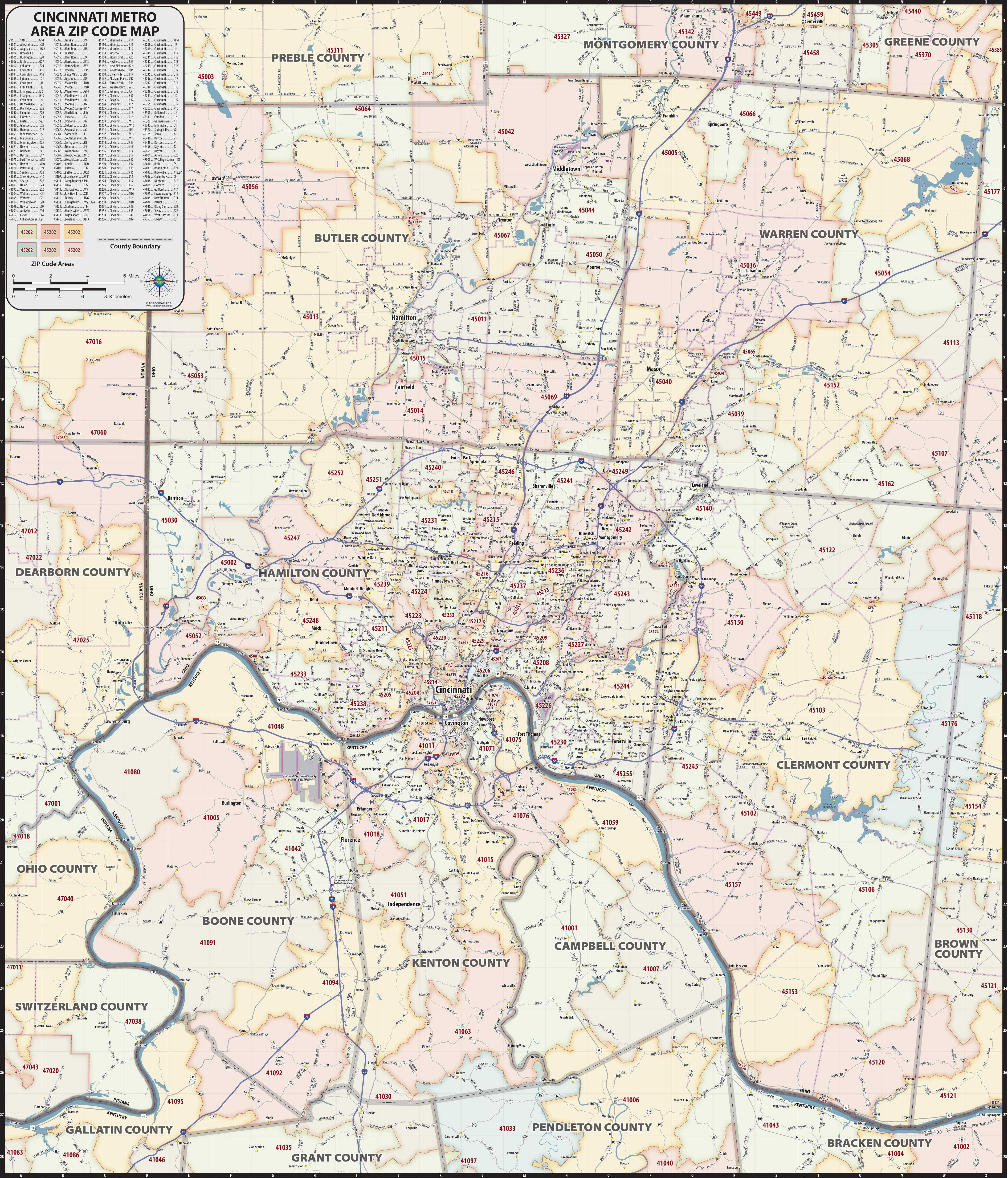 Cincinnati Area Zip Code Map – American Map Store Cincinnati Area Zip Code Map – American Map Store