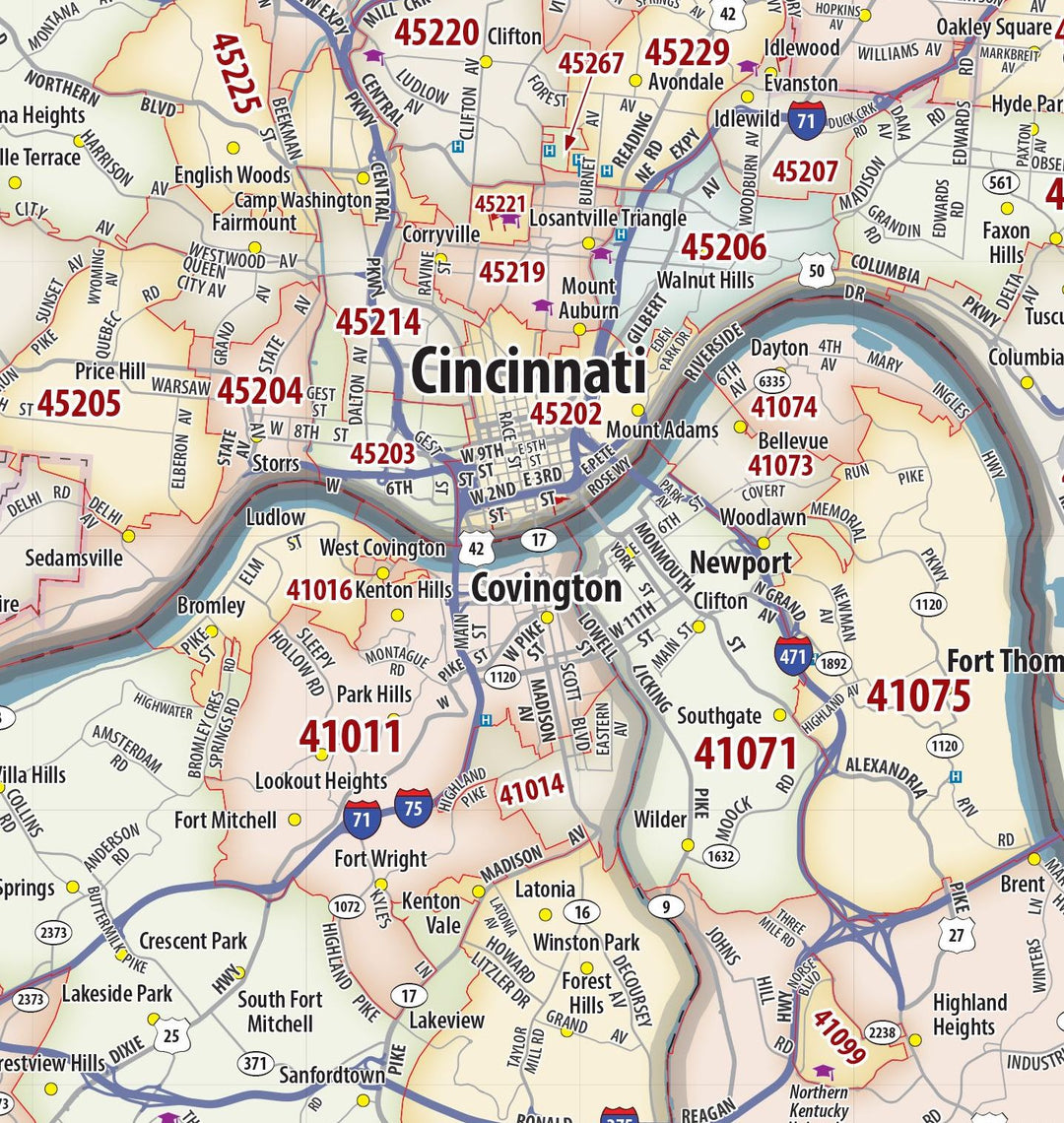Cincinnati Area Zip Code Map