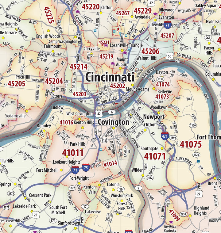 Cincinnati Area Zip Code Map