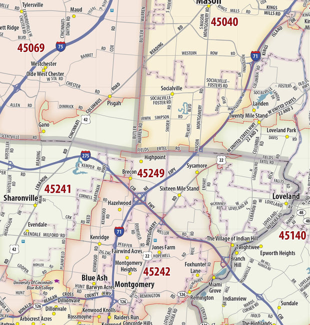 Cincinnati Area Zip Code Map – American Map Store