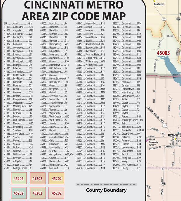 Cincinnati Area Zip Code Map – American Map Store