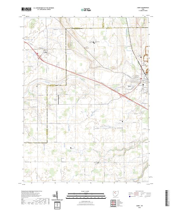 US Topo 7.5-minute map for Carey OH