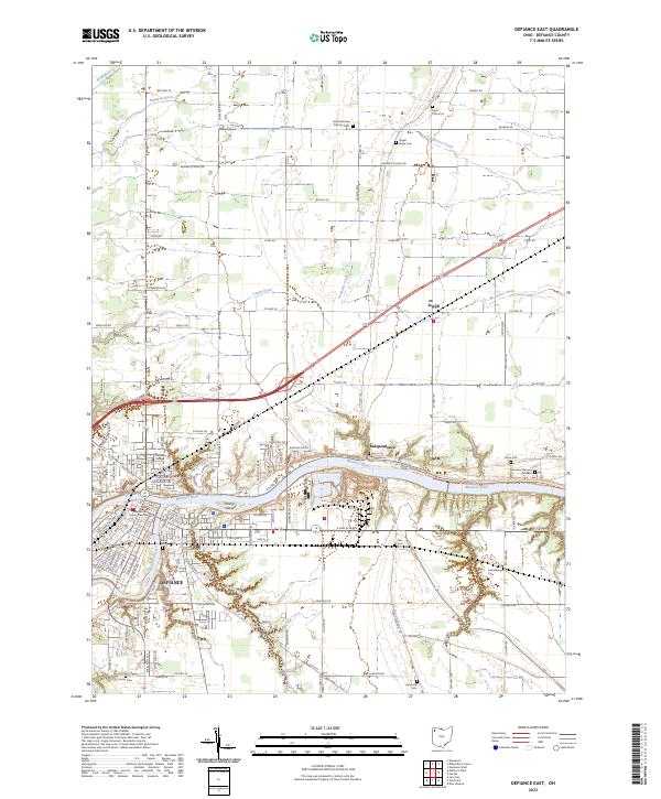 US Topo 7.5-minute map for Defiance East OH