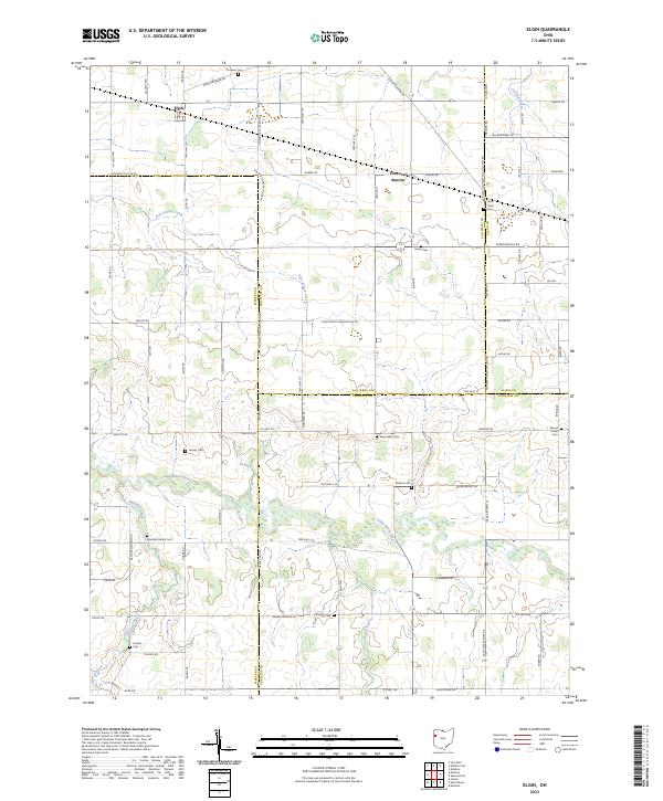 US Topo 7.5-minute map for Elgin OH – American Map Store