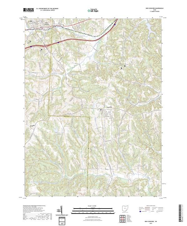 US Topo 7.5-minute map for New Concord OH