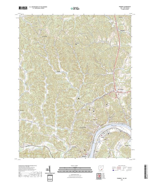 US Topo 7.5-minute map for Pomeroy OHWV – American Map Store