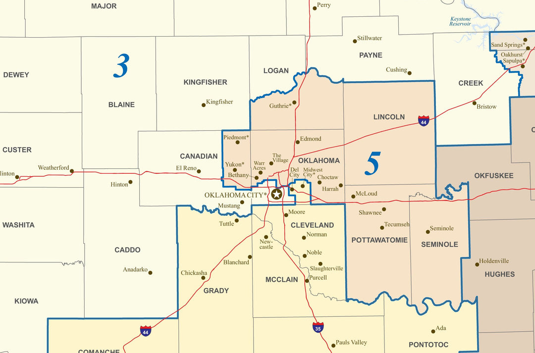 Oklahoma Congressional District Wall Map