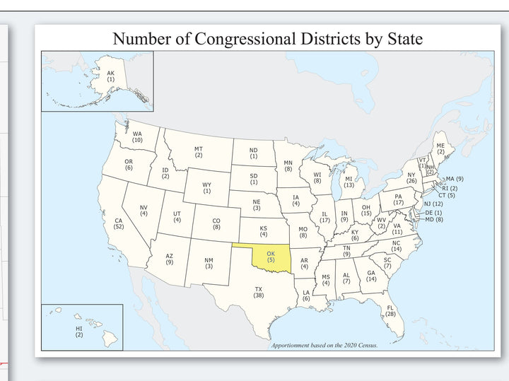 Oklahoma Congressional District Wall Map