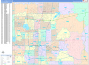 Color Cast Zip Code Style Wall Map of Oklahoma City, OK by Market Maps