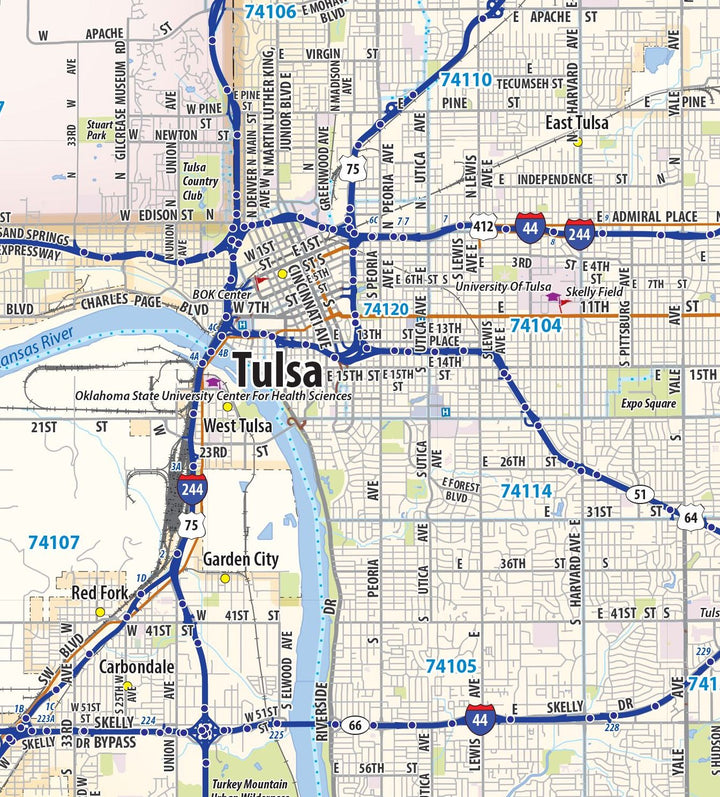 Tulsa Metro Area Wall Map