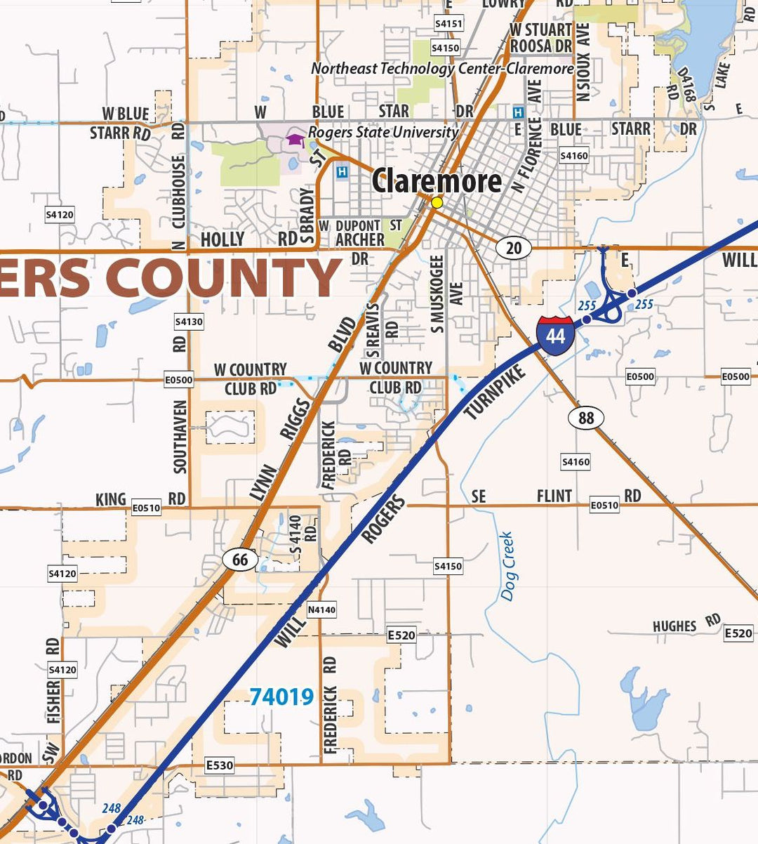 Tulsa Metro Area Wall Map