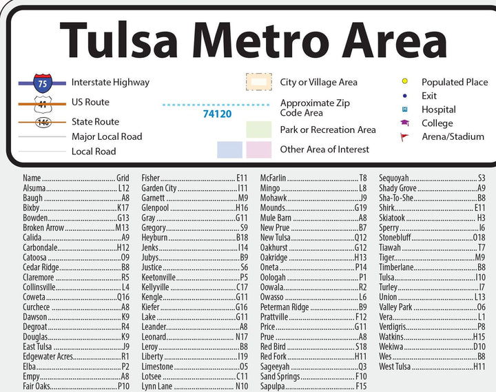 Tulsa Metro Area Wall Map