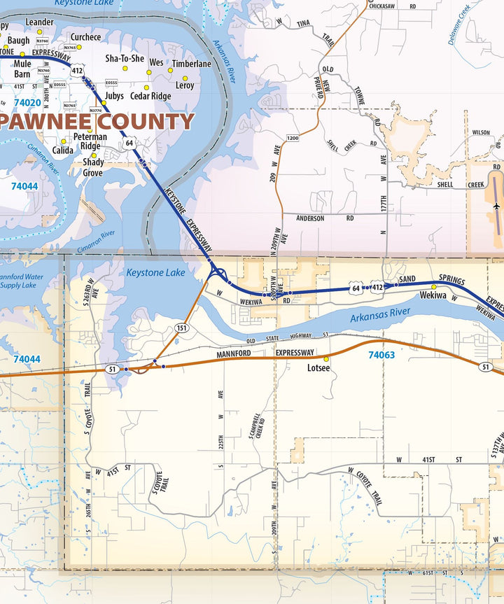 Tulsa Metro Area Wall Map