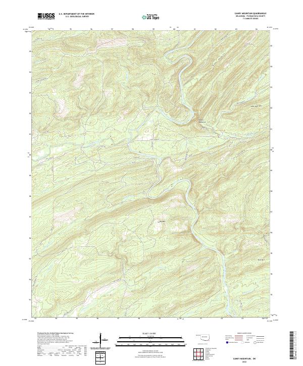 US Topo 7.5-minute map for Caney Mountain OK