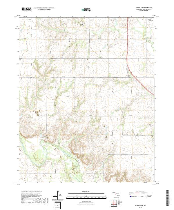 US Topo 7.5-minute map for Carter East OK