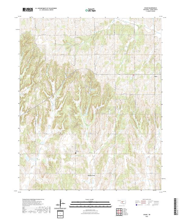 US Topo 7.5-minute map for Cogar OK – American Map Store