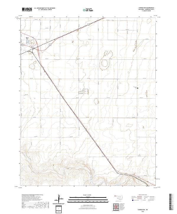 US Topo 7.5-minute map for Conrad NW OK – American Map Store