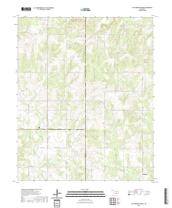 US Topo 7.5-minute map for Cottonwood Creek OK