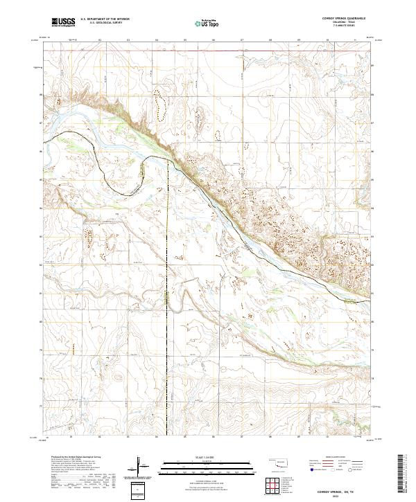 US Topo 7.5-minute map for Cowboy Springs OKTX – American Map Store