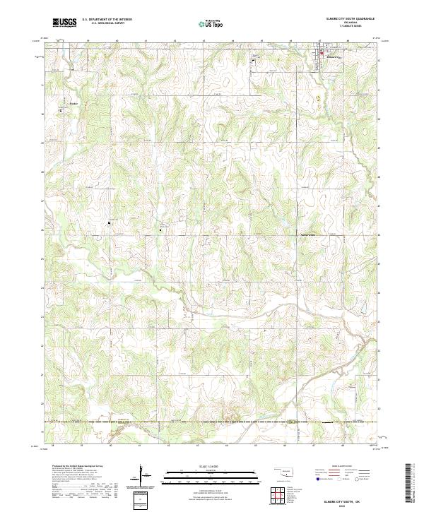 US Topo 7.5-minute map for Elmore City South OK – American Map Store