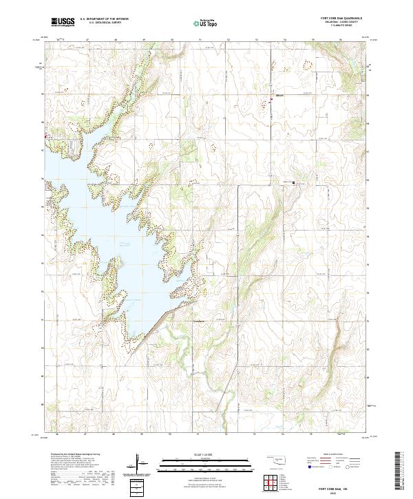 US Topo 7.5-minute map for Fort Cobb Dam OK