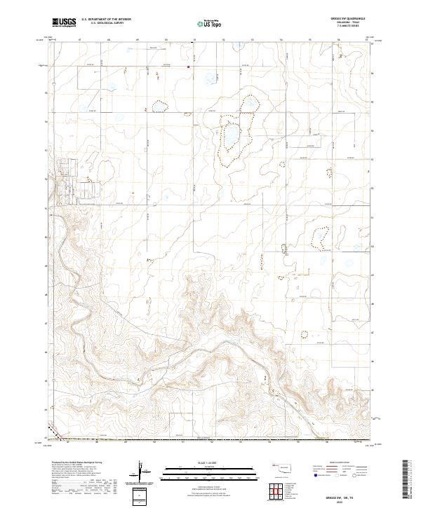 US Topo 7.5-minute map for Griggs SW OKTX