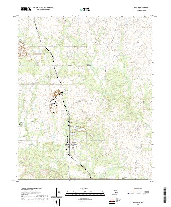 US Topo 7.5-minute map for Mill Creek OK