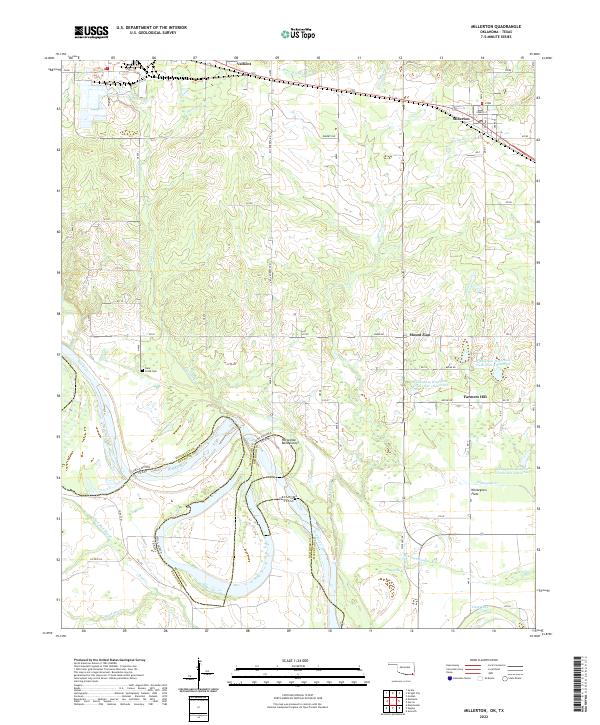 US Topo 7.5minute map for Millerton OKTX American Map Store