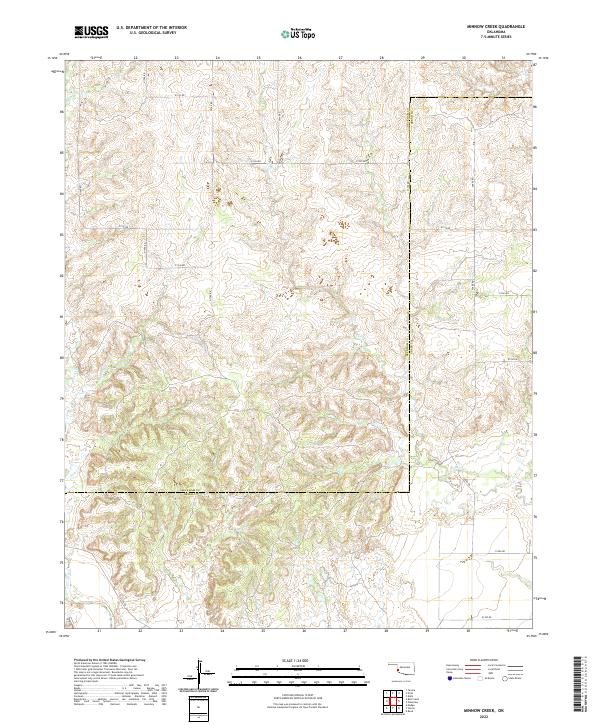 US Topo 7.5-minute map for Minnow Creek OK – American Map Store