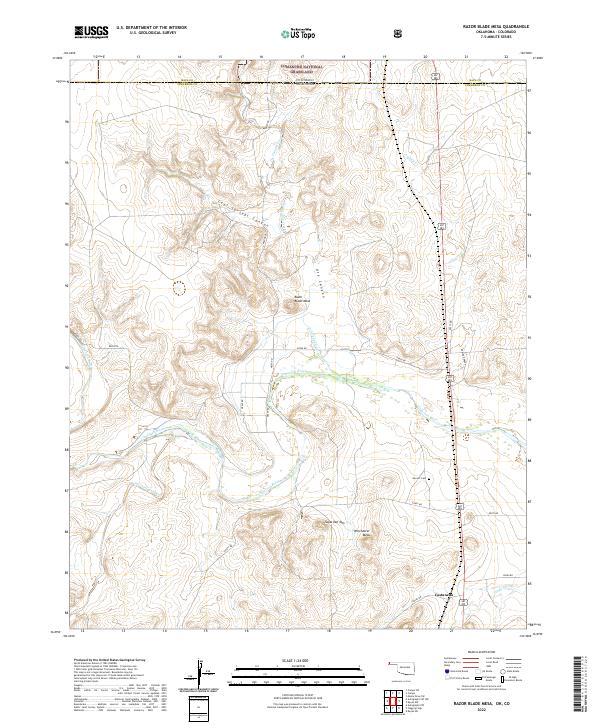 US Topo 7.5-minute map for Razor Blade Mesa OKCO