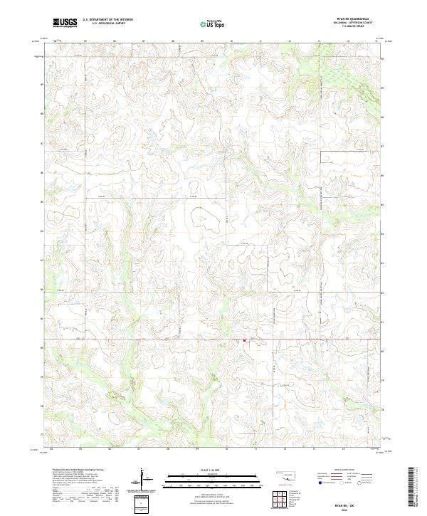 US Topo 7.5-minute map for Ryan NE OK – American Map Store