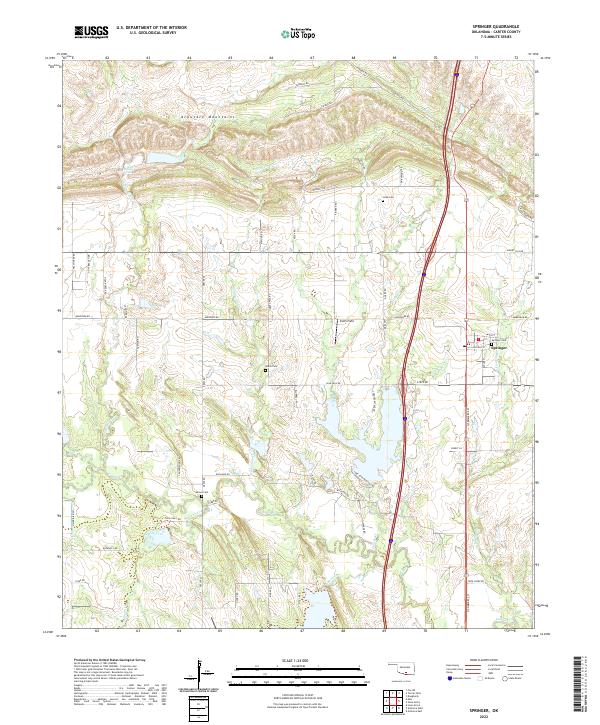 US Topo 7.5-minute map for Springer OK – American Map Store