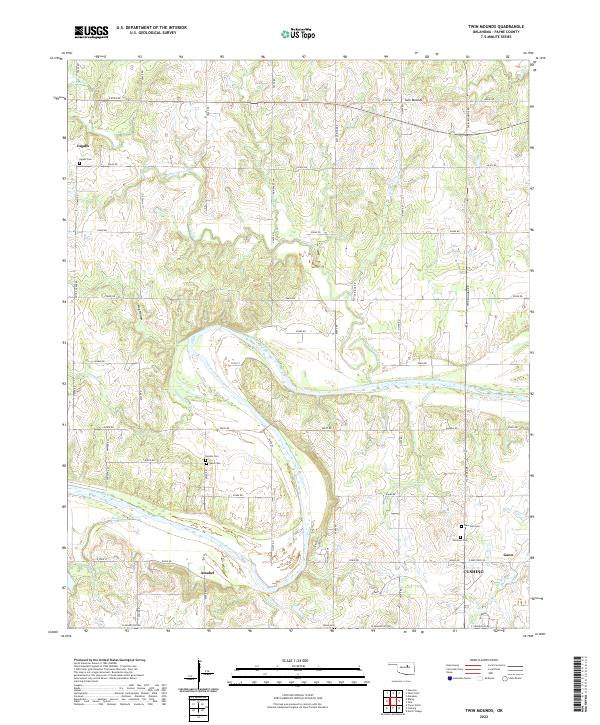US Topo 7.5-minute map for Twin Mounds OK