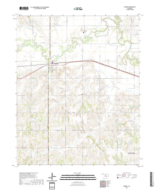 US Topo 7.5-minute map for Verden OK