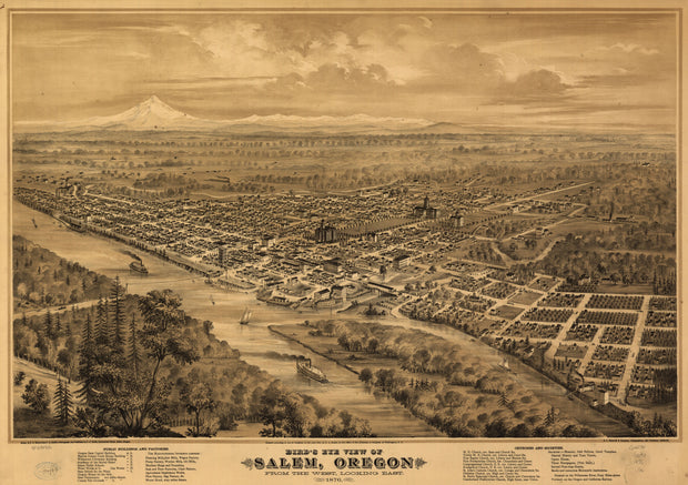 Bird's Eye View of Salem, Oregon - 1876