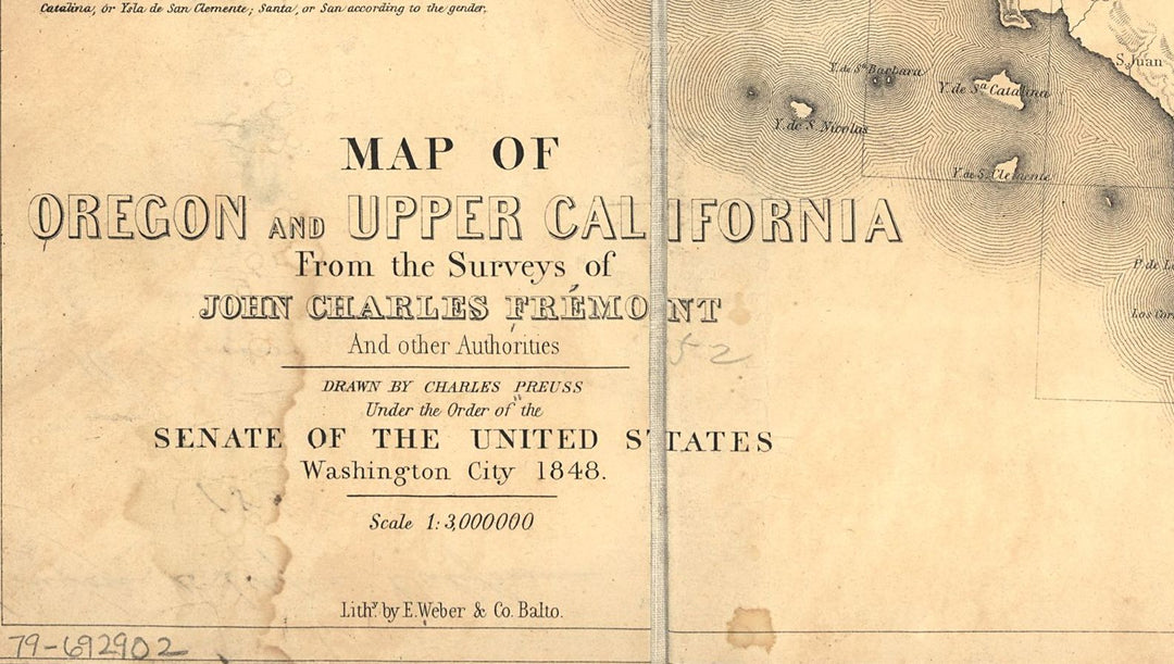 Map of Oregon and Upper California, 1848