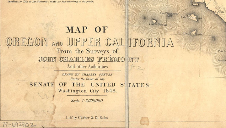 Map of Oregon and Upper California, 1848