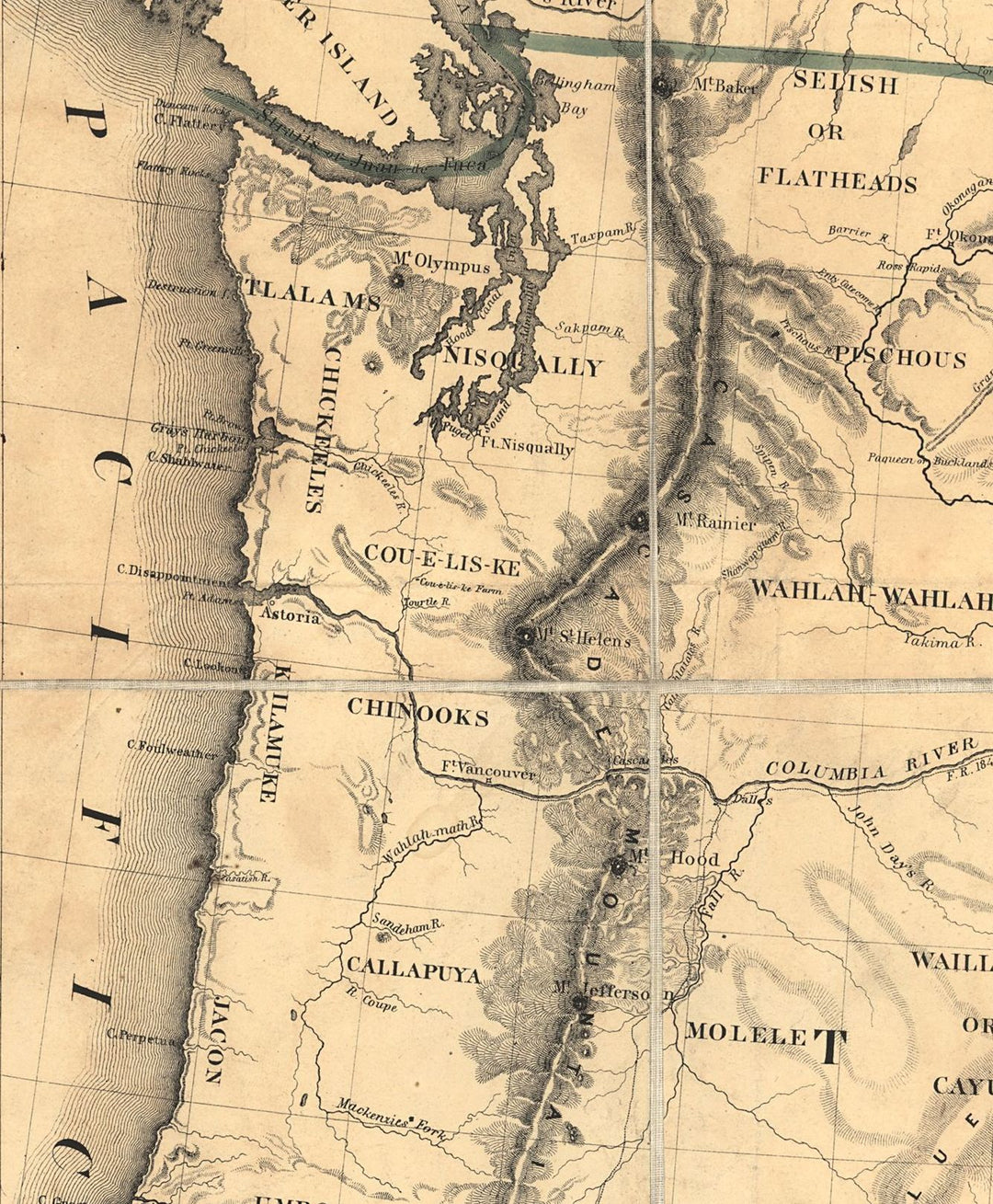 Map of Oregon and Upper California, 1848