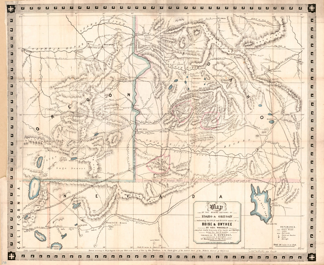 Map of the Mining Sections of Idaho &amp; Oregon, 1864