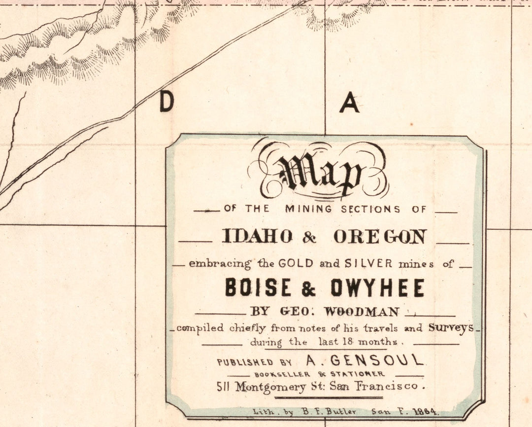 Map of the Mining Sections of Idaho &amp; Oregon, 1864