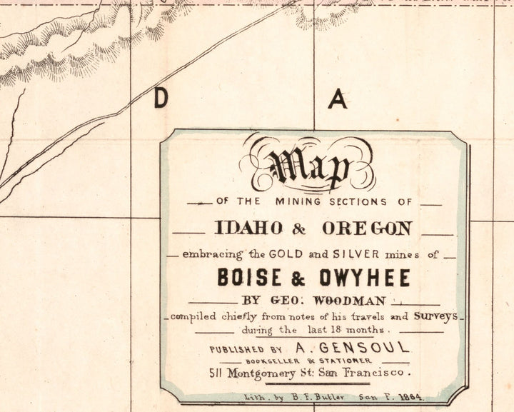 Map of the Mining Sections of Idaho &amp; Oregon, 1864