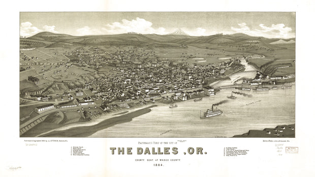 Bird's Eye View of The Dalles, OR. - 1884