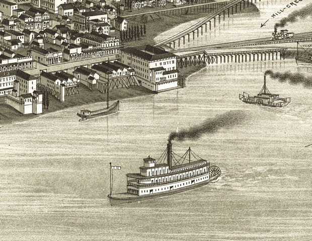 Bird's Eye View of The Dalles, OR. - 1884