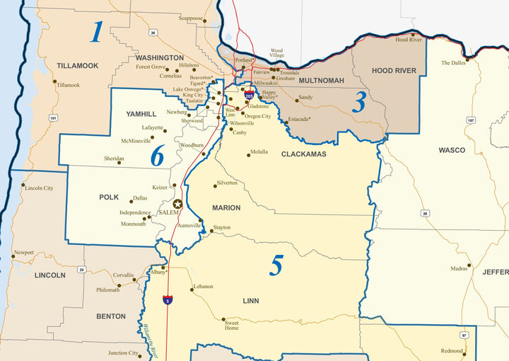 Oregon Congressional District Wall Map