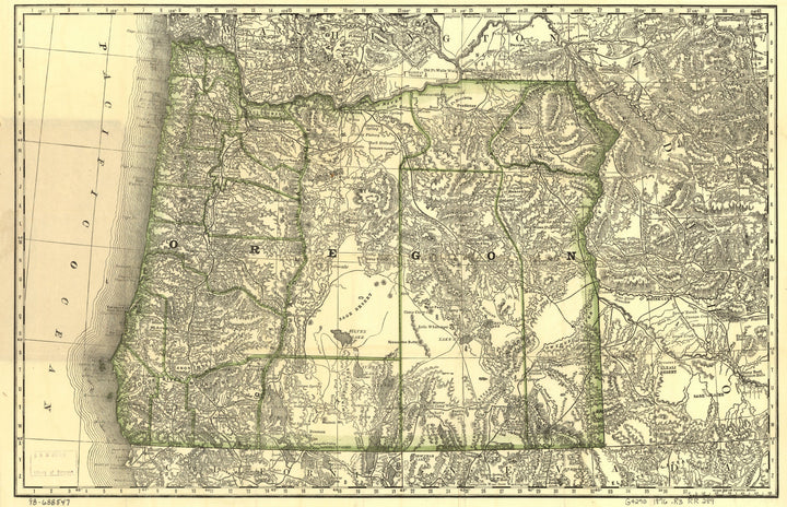 Map of the State of Oregon Showing Railroads, 1876