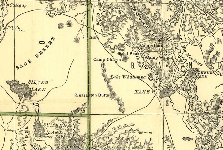 Map of the State of Oregon Showing Railroads, 1876