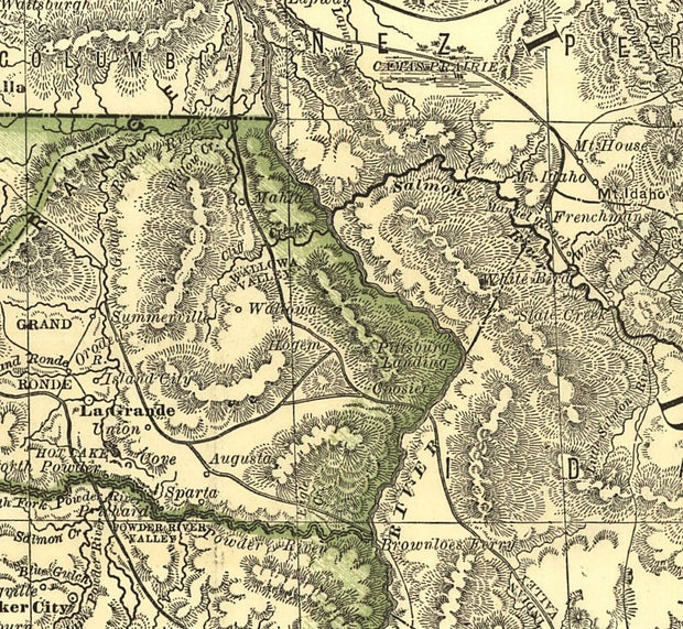 Map of the State of Oregon Showing Railroads, 1876