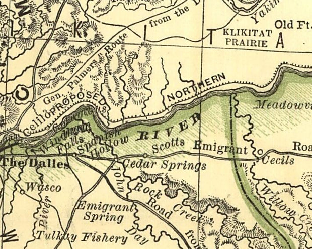 Map of the State of Oregon Showing Railroads, 1876