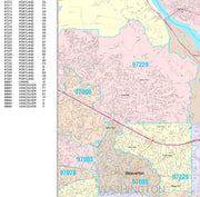 Colorcast Zip Code Style Wall Map of Portland, OR by Market Maps